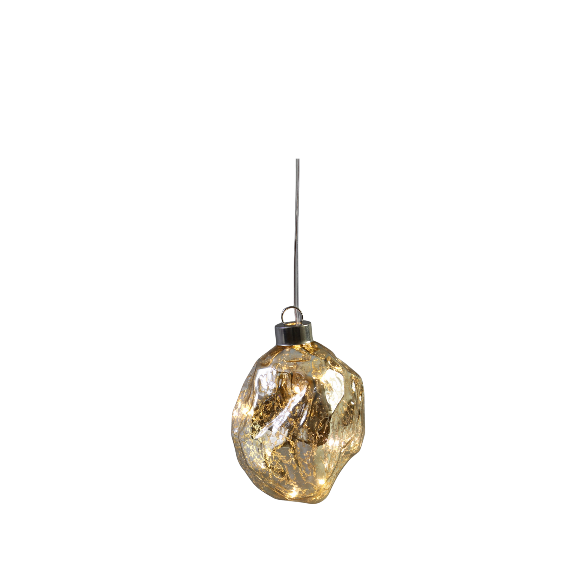 Organische Christbaumkugel aus Glas mit LED