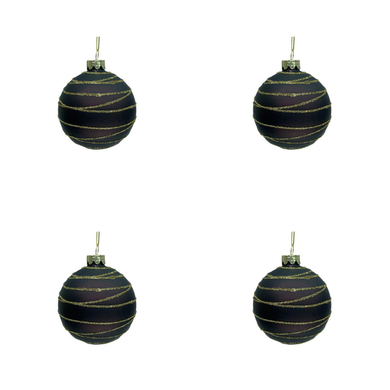 4 Stk. Christbaumkugeln mit horizontalen Streifen