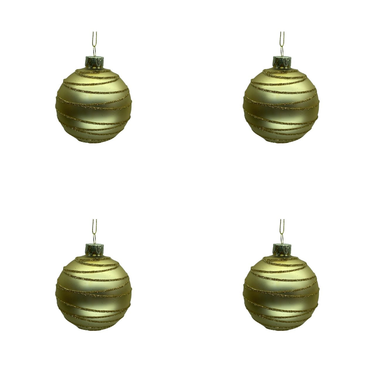 4 Stk. Christbaumkugeln mit horizontalen Streifen