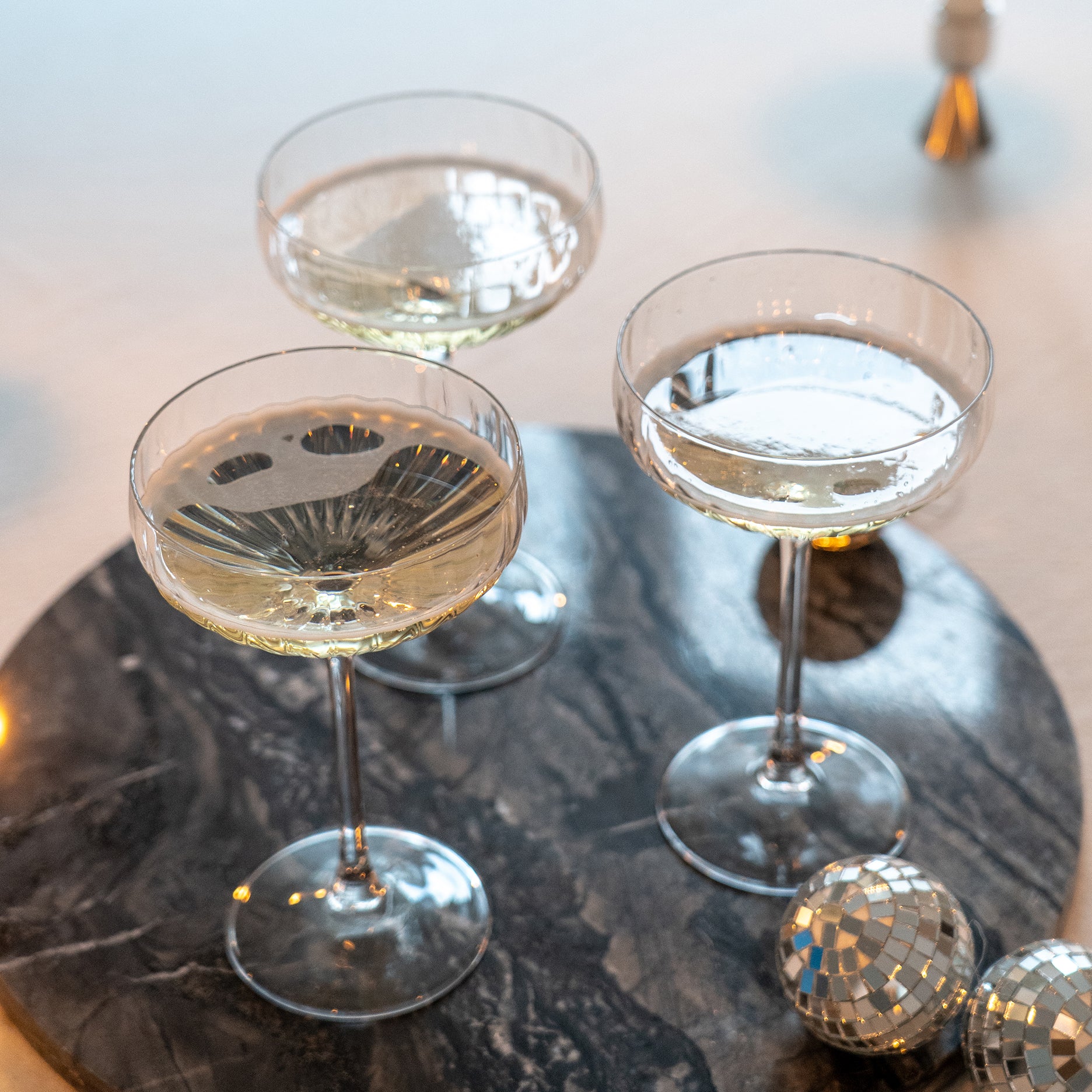 Rille champagneskåle 2 stk