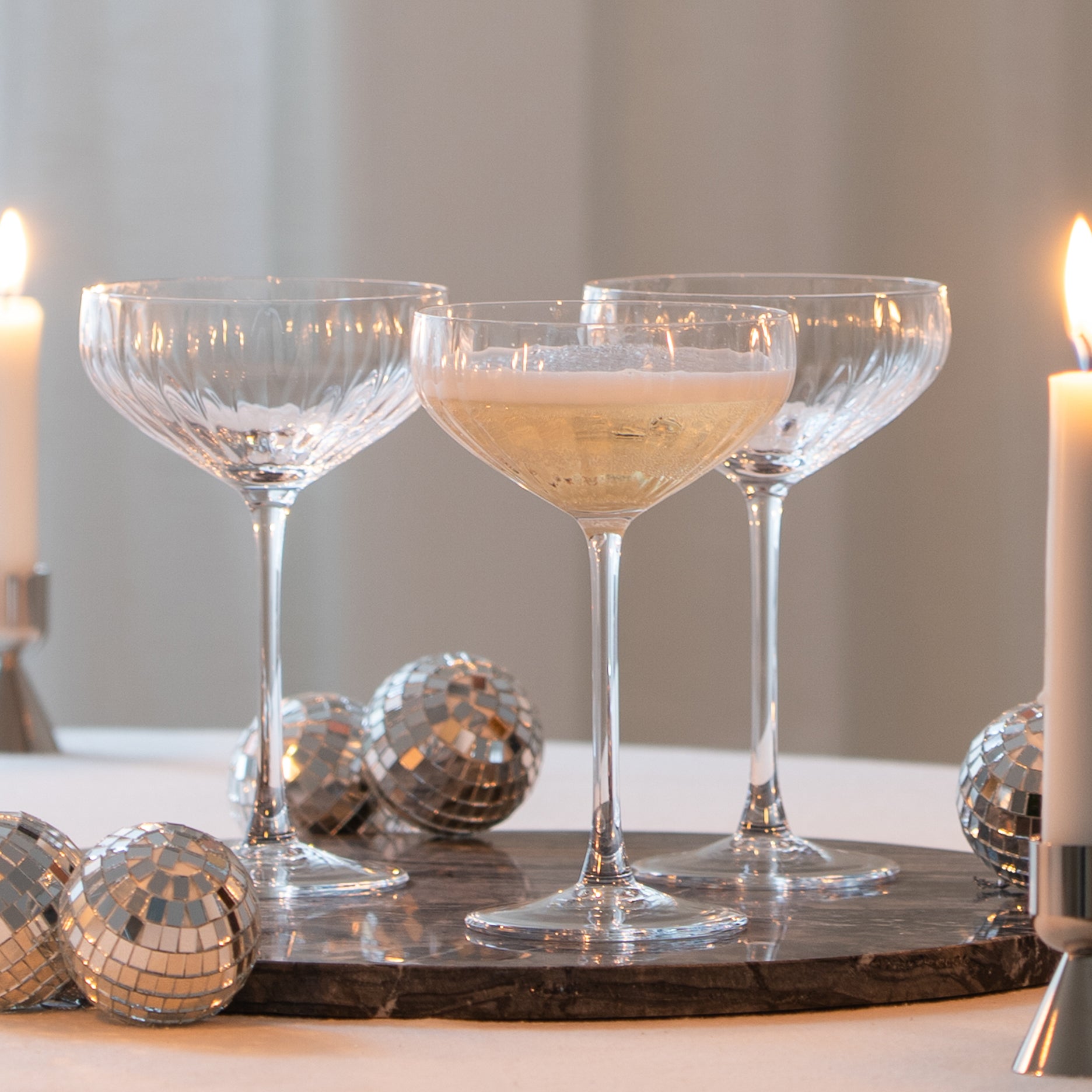 Rille champagneskåle 2 stk