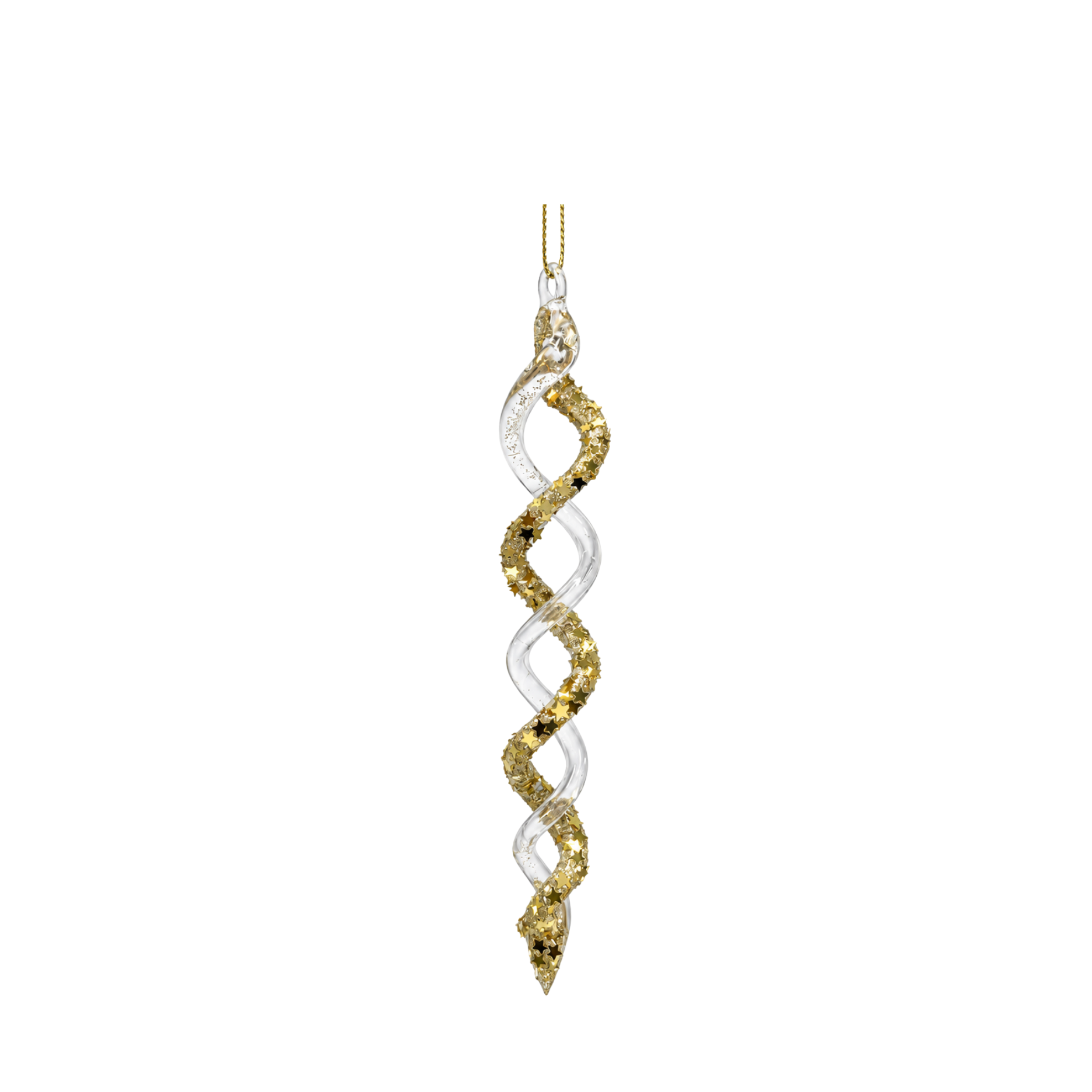 Twist-Eiszapfen aus Glas m. Glitter – L16cm