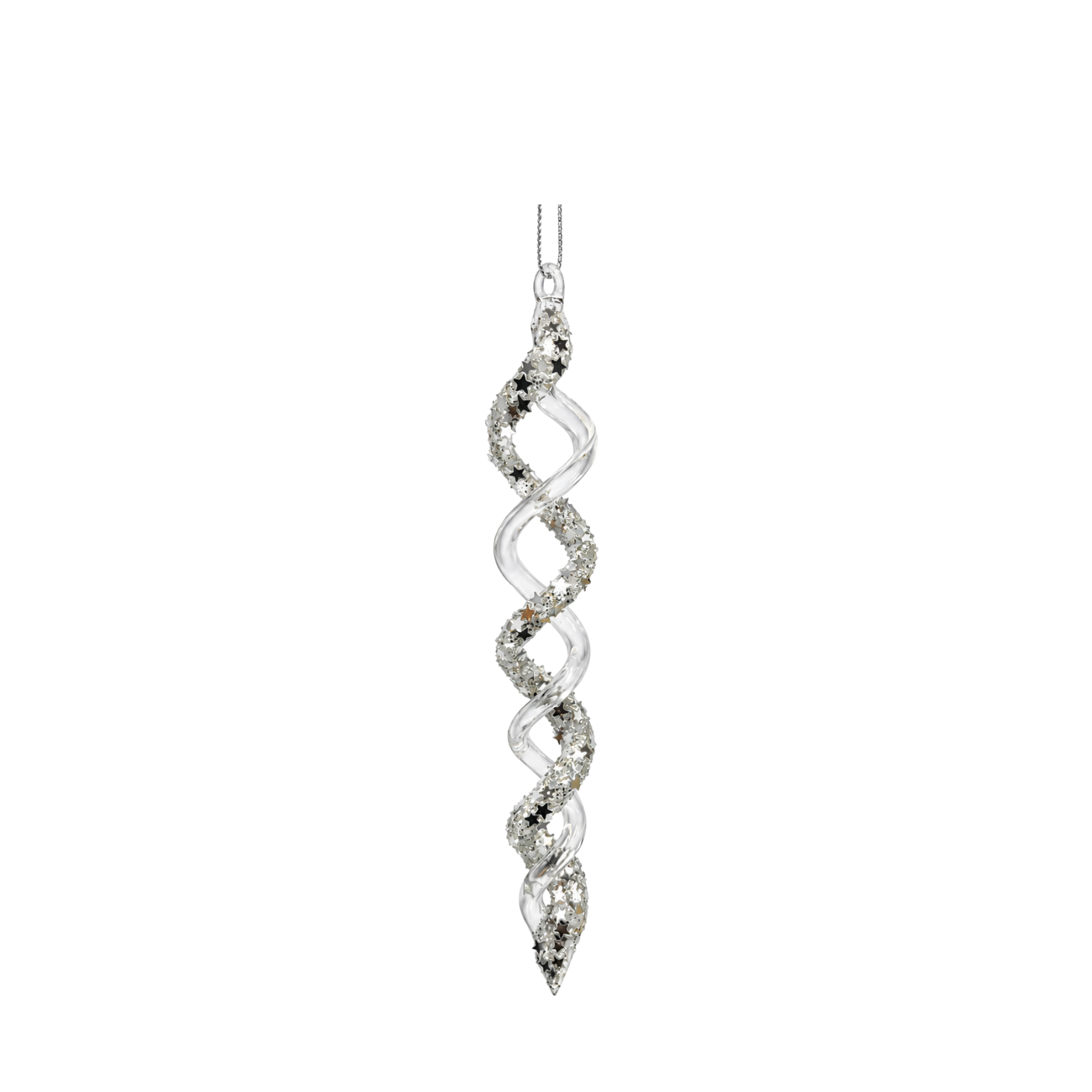 Twist-Eiszapfen aus Glas m. Glitter – L16cm