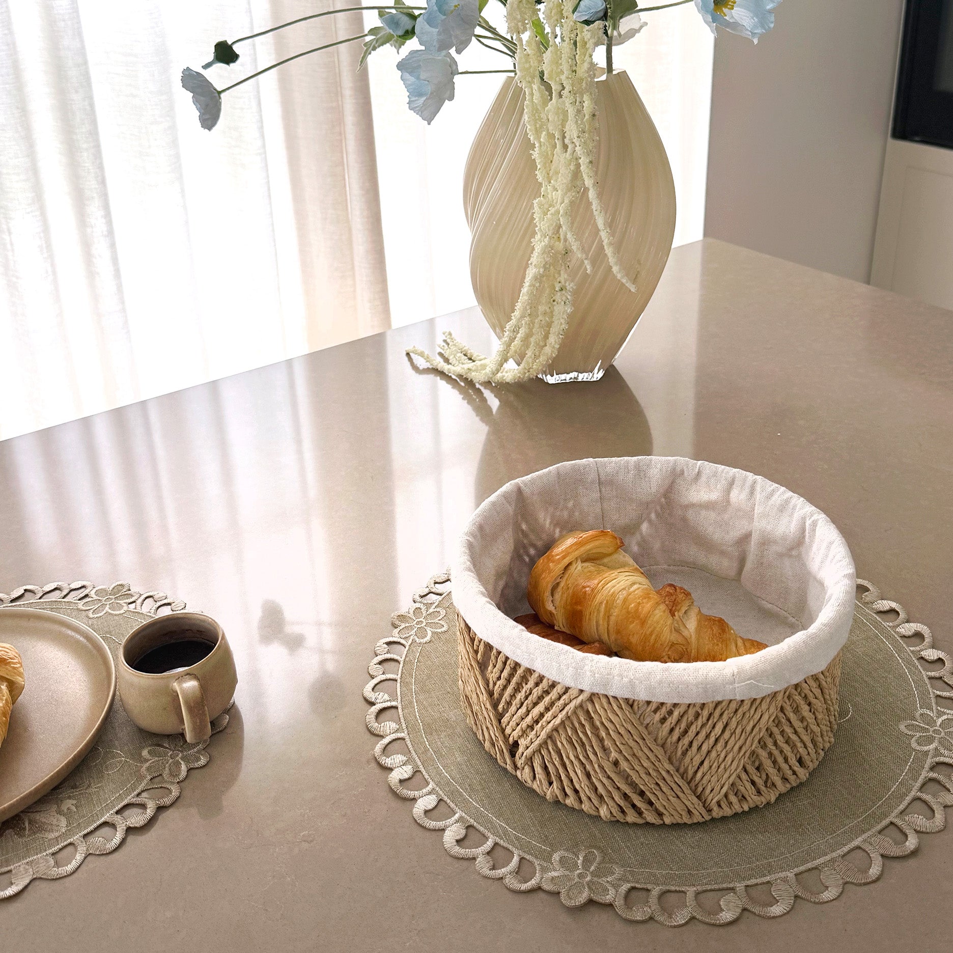 Vintage Spitzen-Tischset, D38 cm