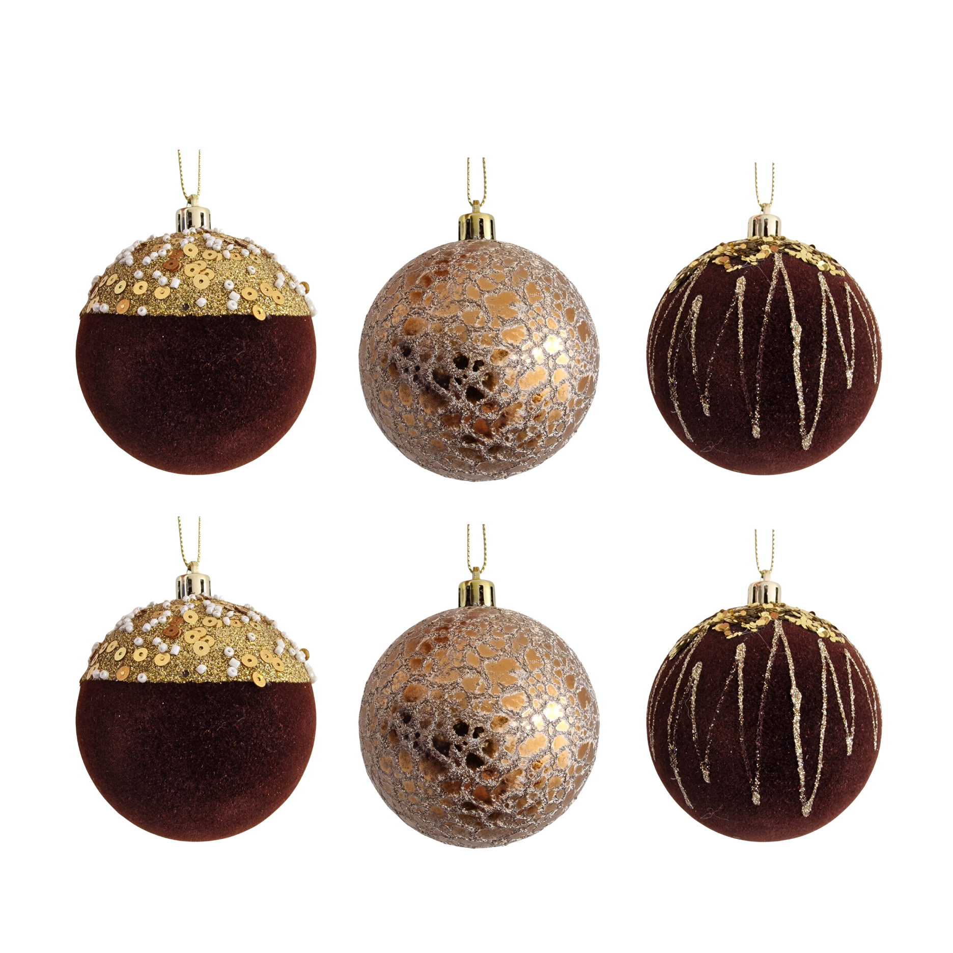 Weihnachtskugel mit Flockendruck, 6 Stk.