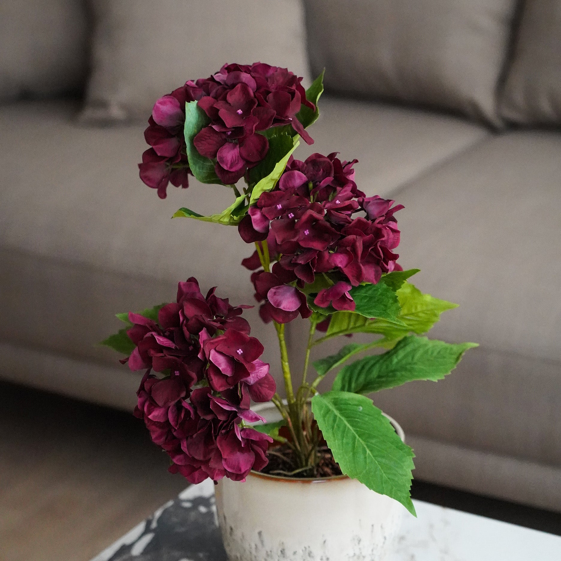 Realtouch Hortensie im Topf - H48 cm