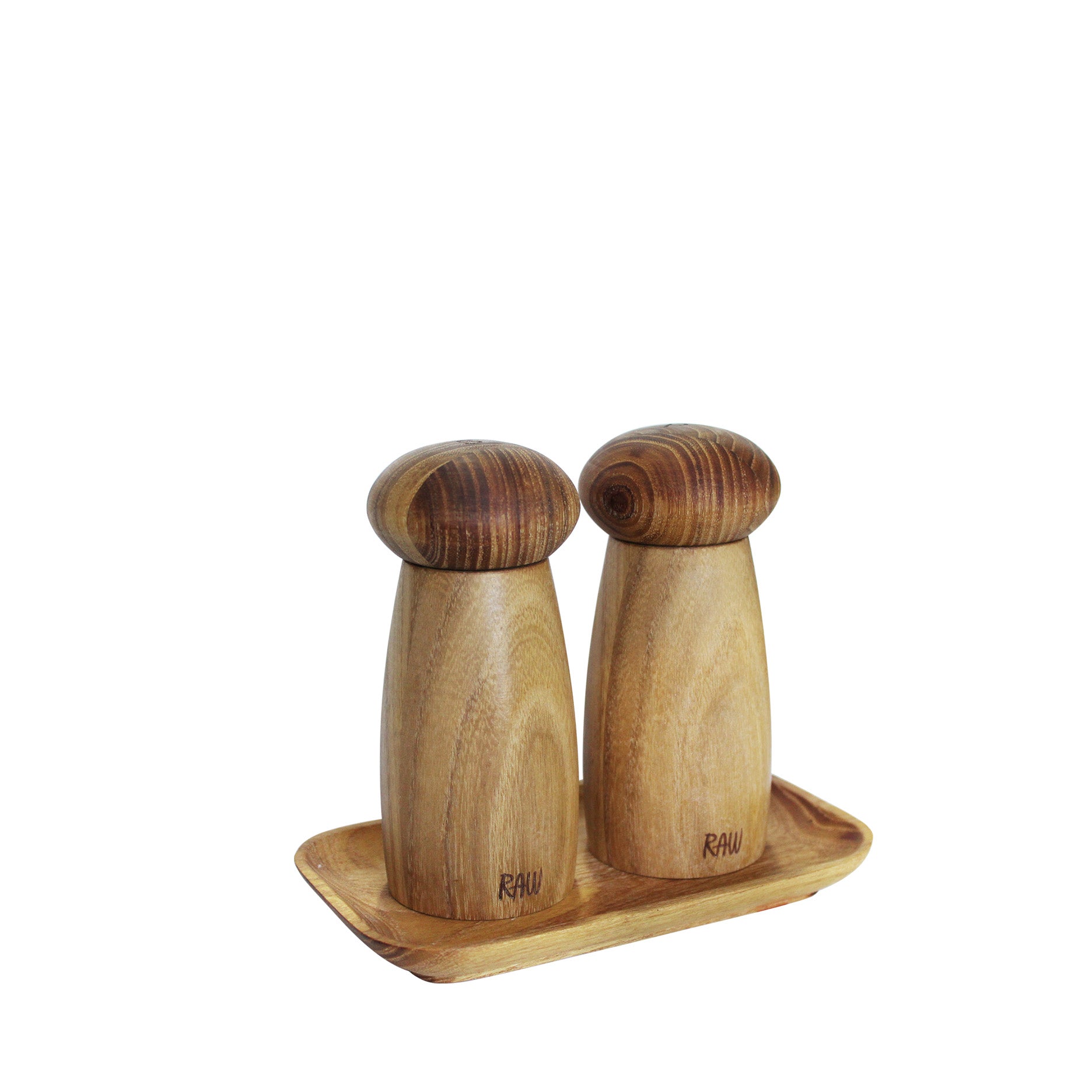 RAW Mühlenset mit Tablett H13,4 cm Teak