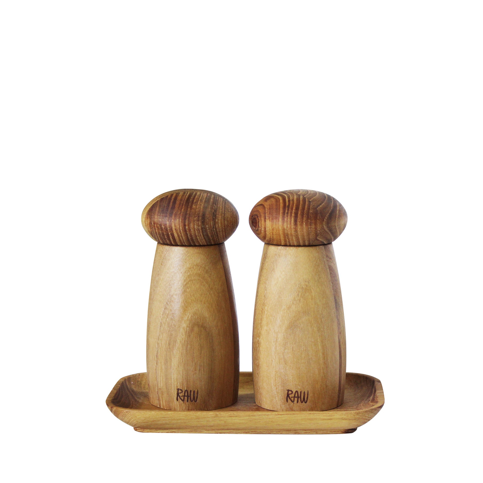 RAW Mühlenset mit Tablett H13,4 cm Teak