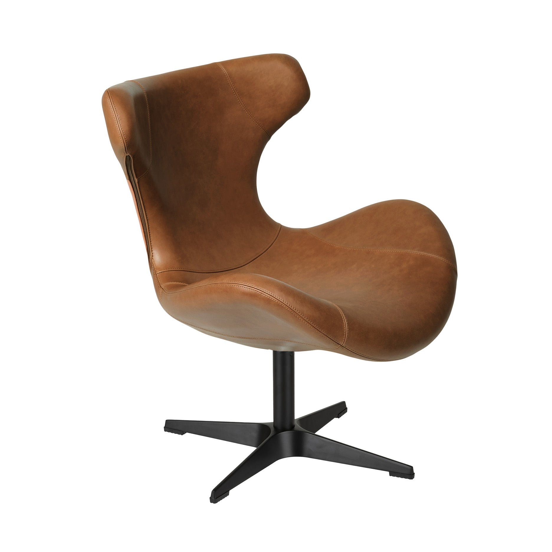 Kato Loungesessel Leder m. schwarzen Drehsockel