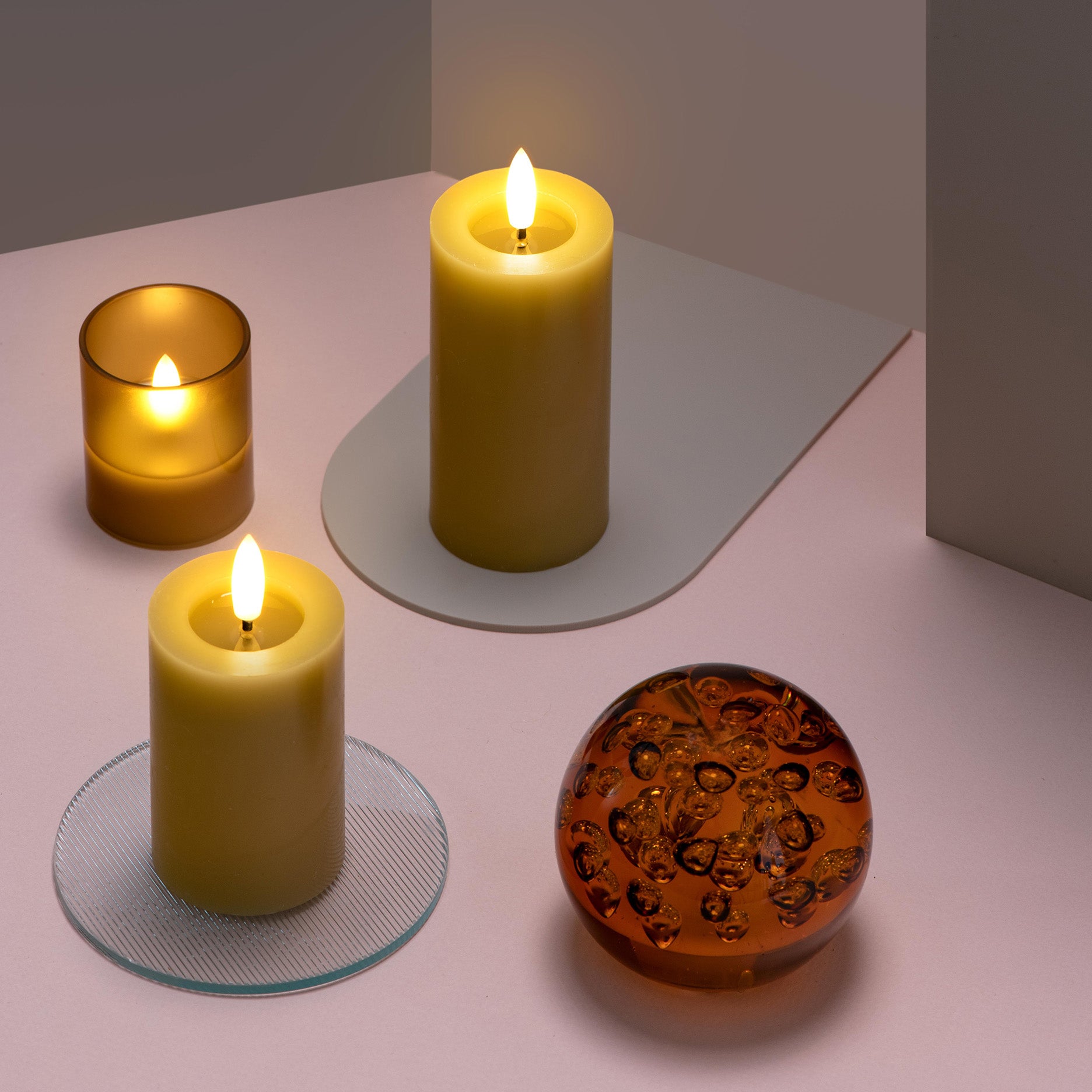 LED pillar candle 4,9x10 cm honey mustard