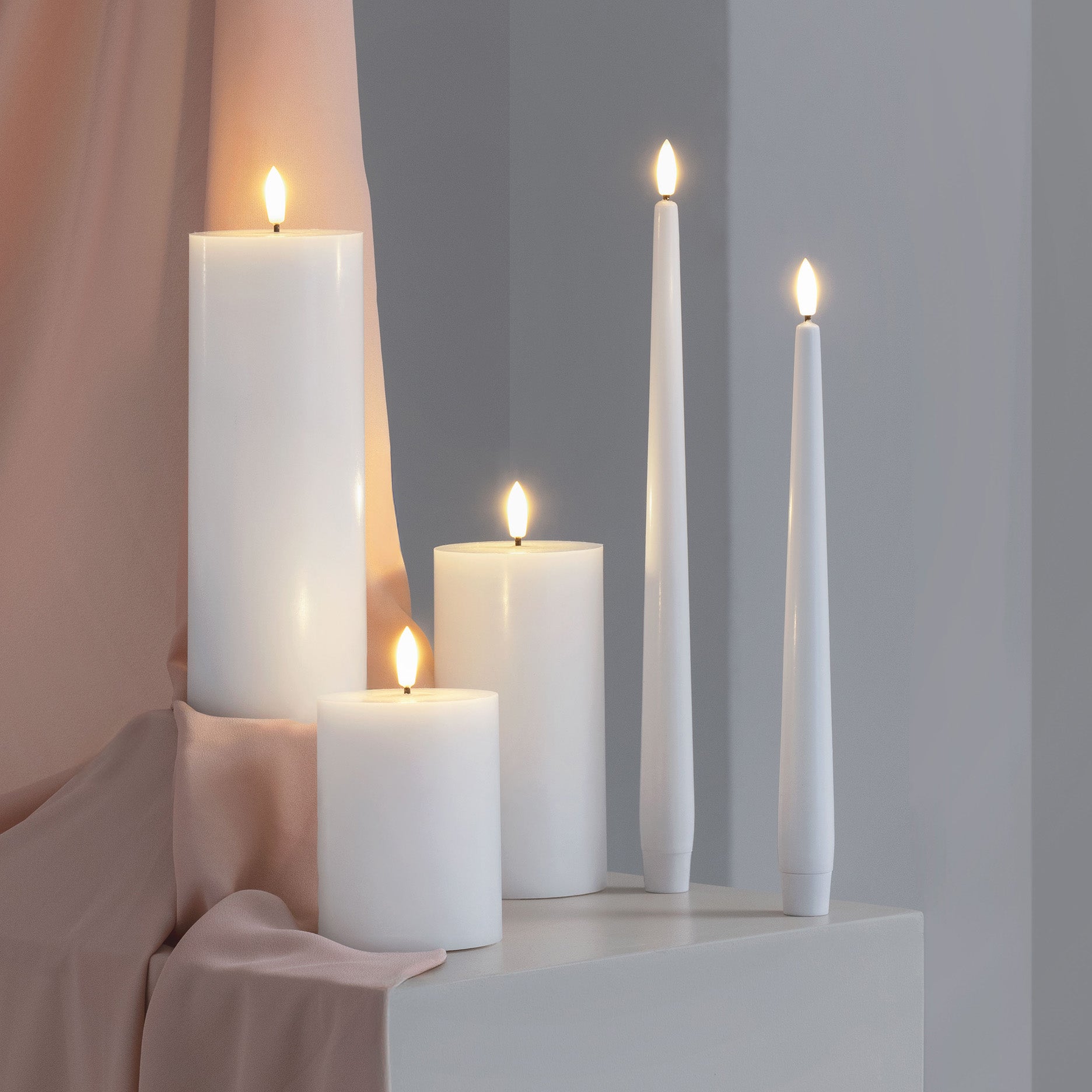 LED Stabkerzen 2 Stk 2,3 x 30 cm classic white