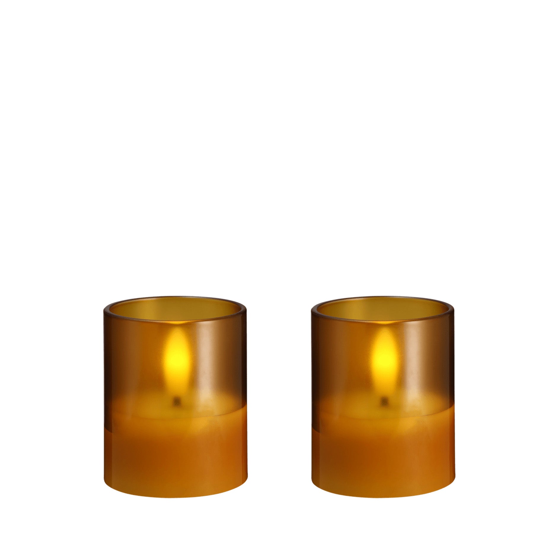 LED Glas-Kerze Hurricane 2 Stk 4,7 x 5,7 cm honey mustard