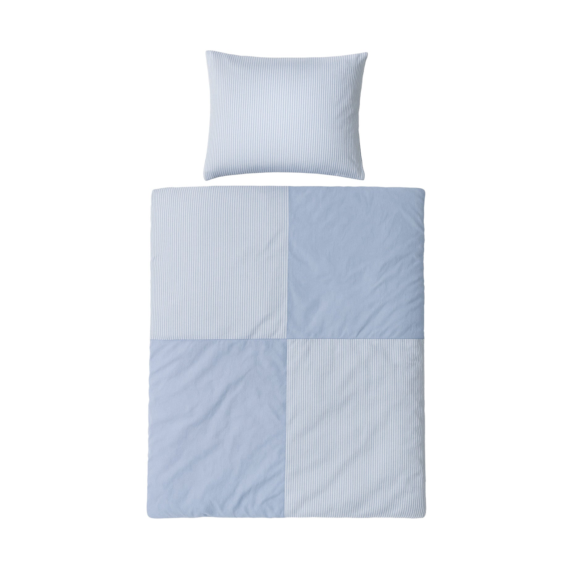 Mini Streifen Patchwork Bettwäsche 140x220 cm Blau
