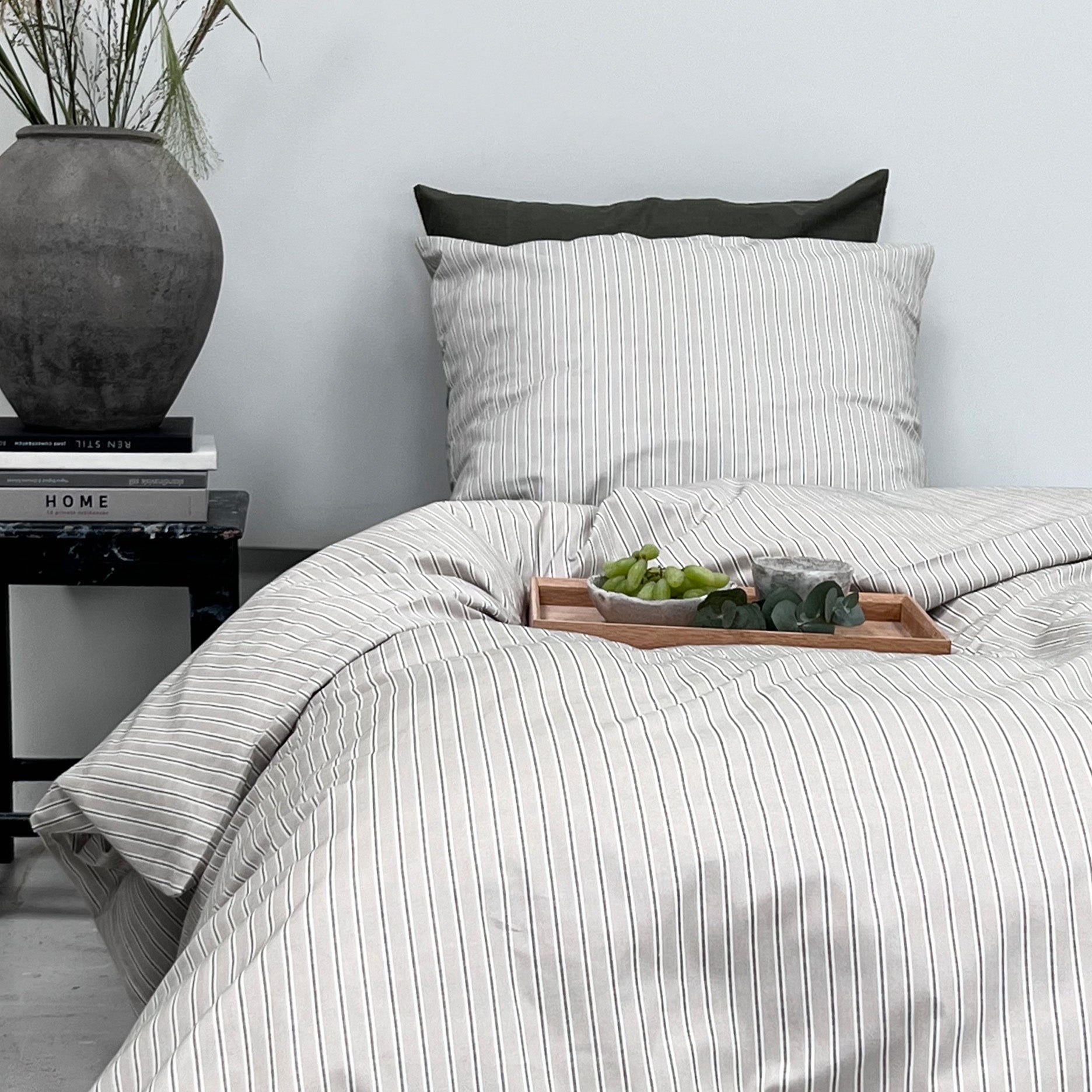 Mehrfarbige Streifen-Bettwäsche 140x220 cm mud