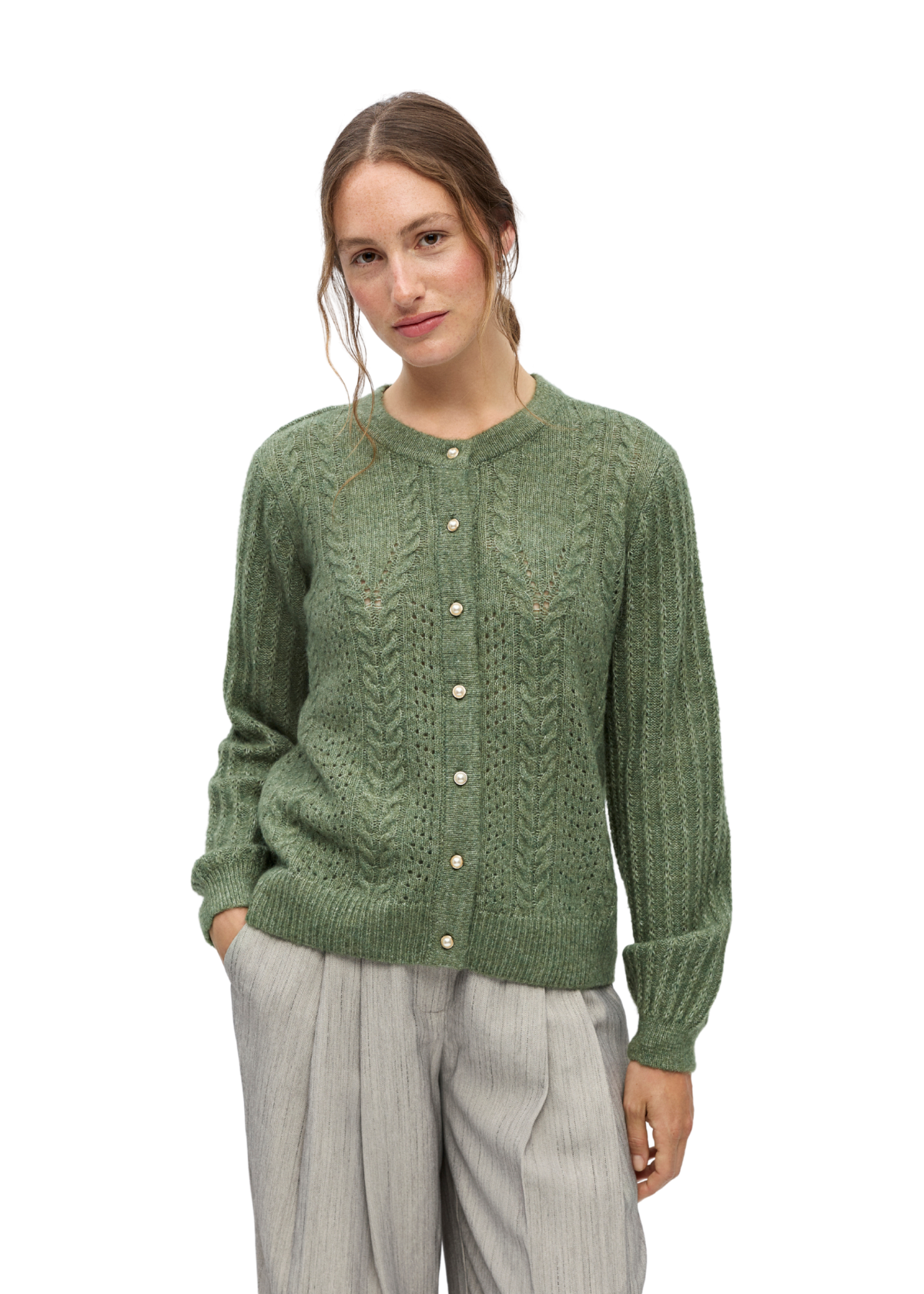 OBJFlora Strik Knap Cardigan