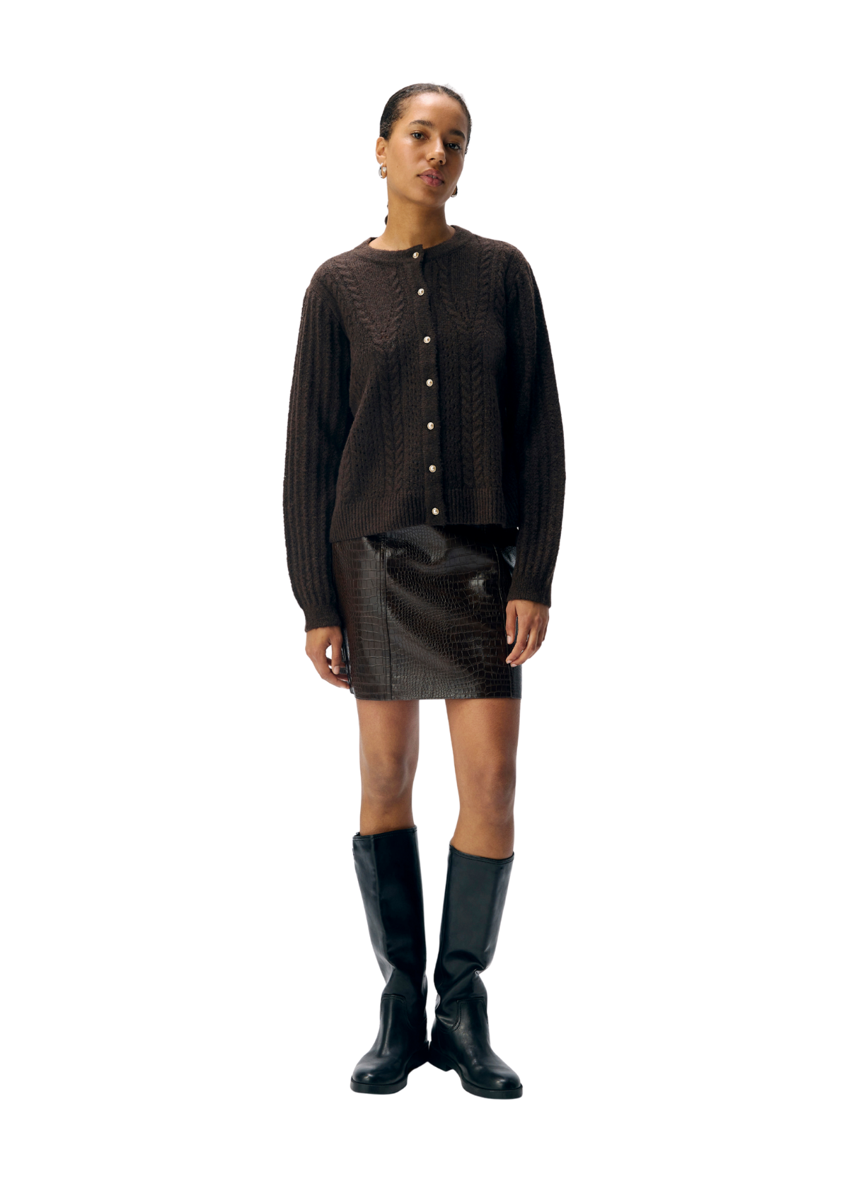 OBJFlora Strik Knap Cardigan