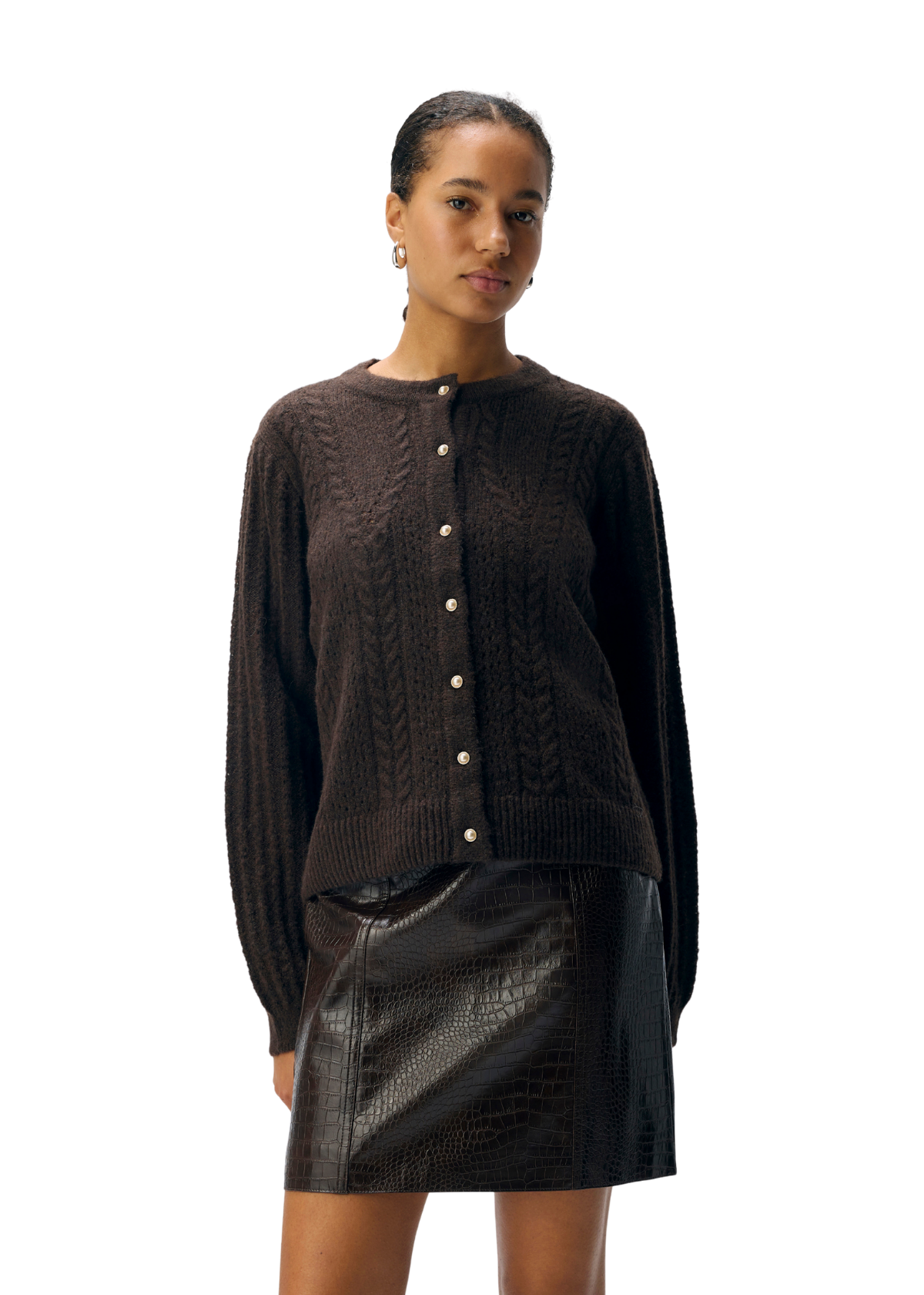 OBJFlora Strik Knap Cardigan