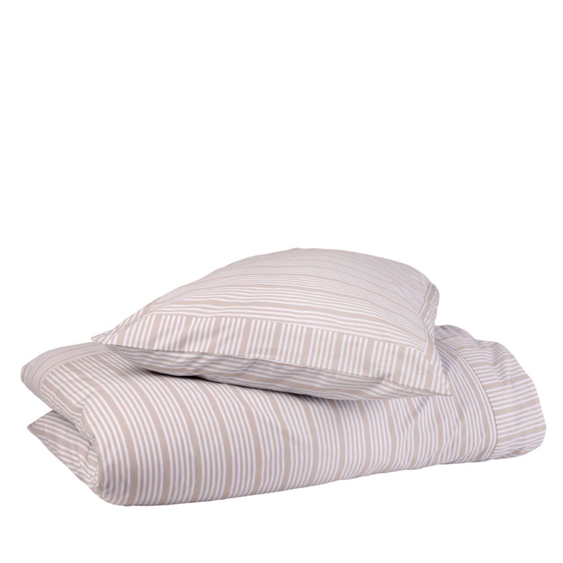 Bettwäsche 140×220 cm – Sand/Beige gestreift