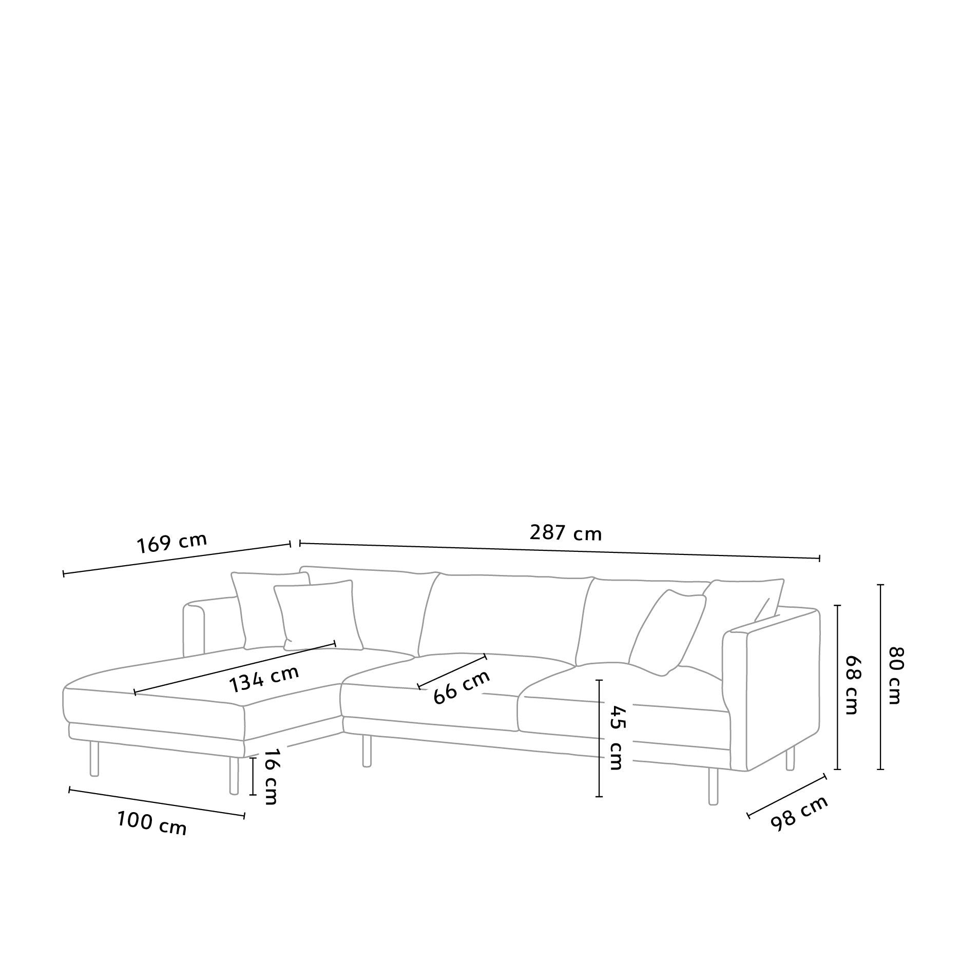 Capella II Chaiselong-Sofa - linksgewendet
