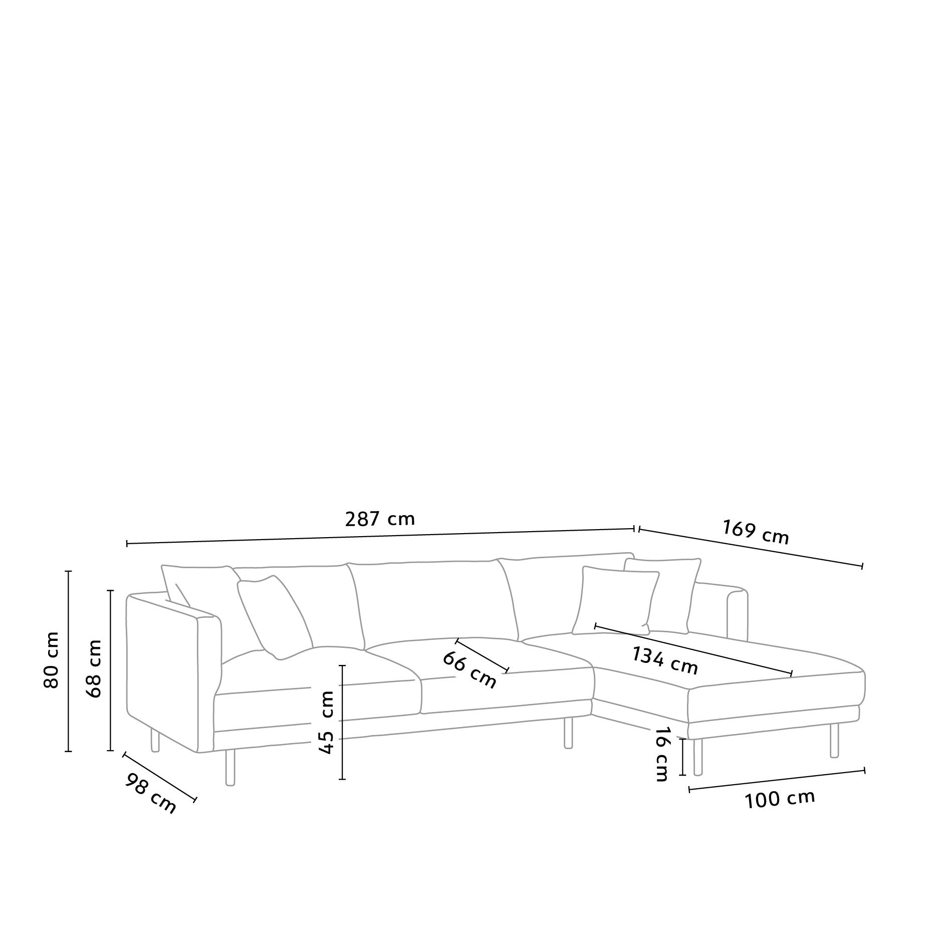 Capella II Chaiselong-Sofa - rechtsgewendet