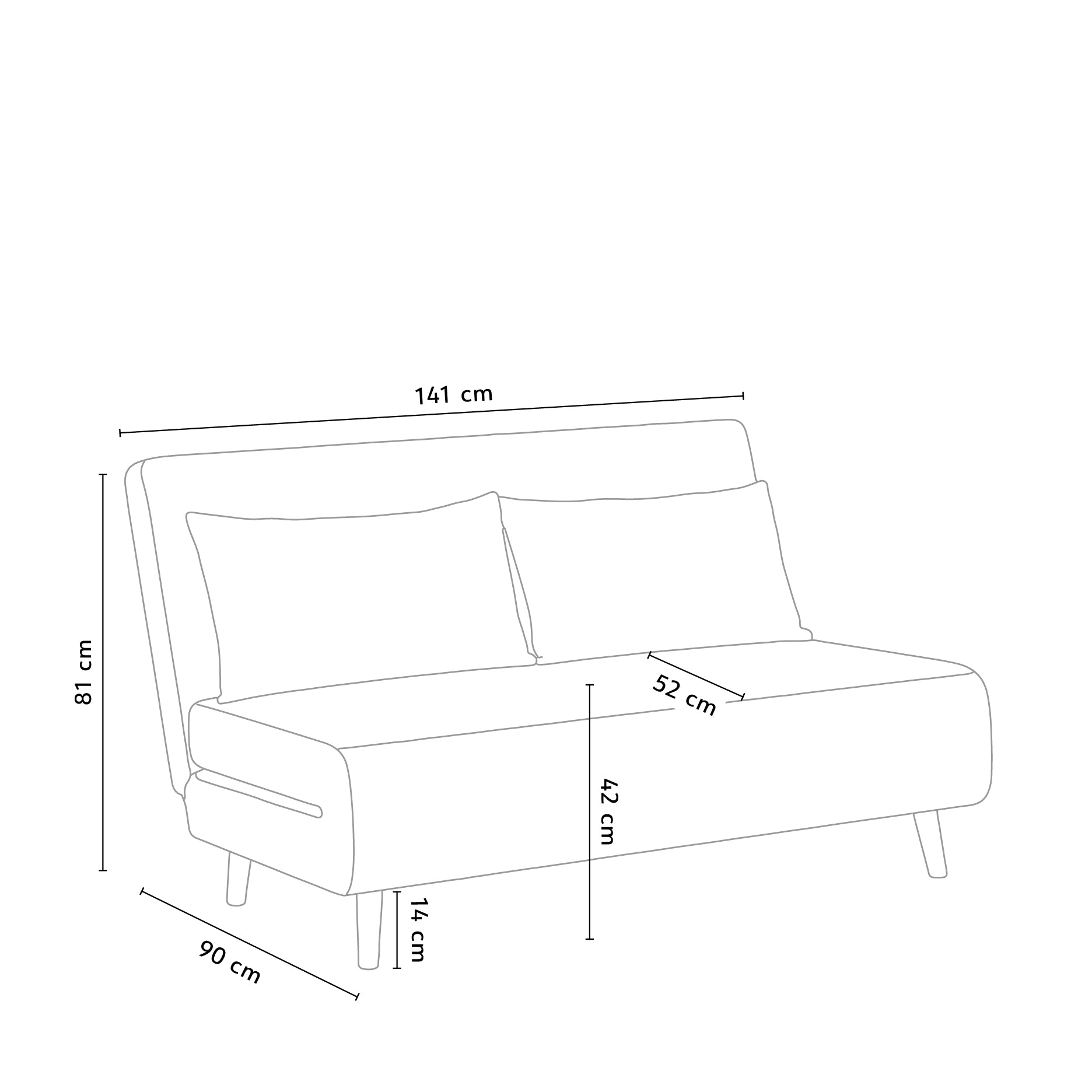 Iowa II Schlafsofa – 2 Sitzer